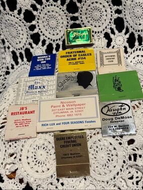 Collectible Matchbooks & One Box of Matchsticks from Ottumwa, IA in the 1980’s